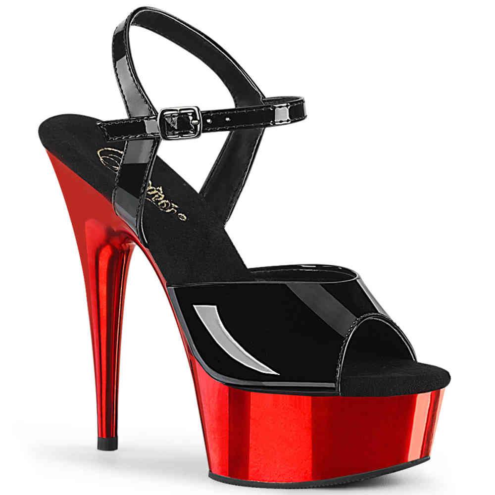 Pleaser - DELIGHT609 Sandale à bride à la cheville - Noir/Rouge Product image